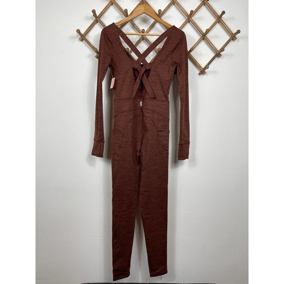 Free People Movement Releve Crossback Jumpsuit in Heather Espresso Size XS - Picture 5 of 12
